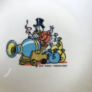 Piatto scaldavivande per bambini Zio Paperone Walt Disney Productions Cormar in ceramica e aluminio, anni '60