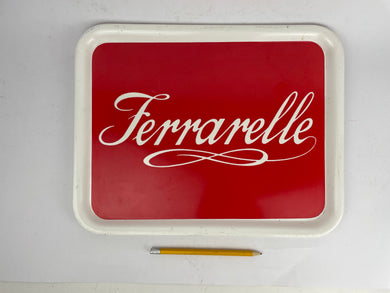 Vassoio Ferrarelle vintage in plastica rossa e bianca di Casamazzagno, Italia Anni '60