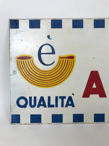 Insegna in metallo serigrafata italiana vintage anni '60 "Pasta Arrighi"
